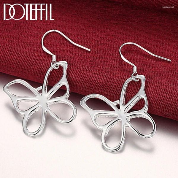 Orecchini a pennaglie 925 Drop di farfalla in argento sterling per Woman Wedding Engagement Party Fashion Gioielli