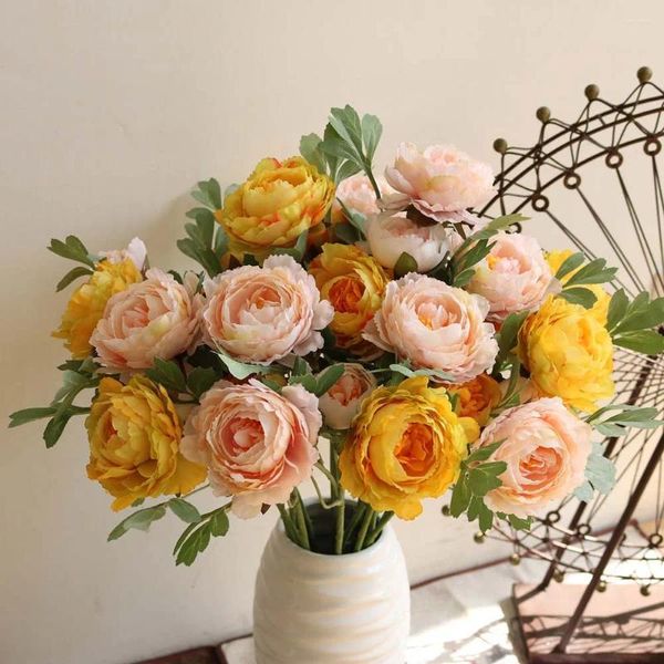 Dekorative Blumen 2 Köpfe Seide Klassische Pfingstrose Künstliche Blume Hochzeit Home Innenverkleidung