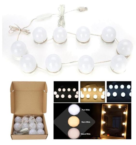 Make -up Mirror Eitelkeit LED -Glühbirnen Kits USB -Ladeanschluss Kosmetische Lampenlampe einstellbare Make -up -Spiegel Helligkeit Leuchten253K6659529