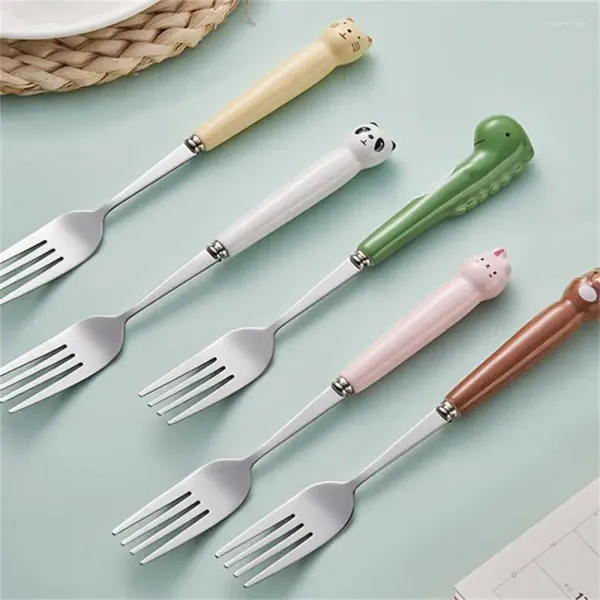 Forks Coffee Mixing Spoon Cake Fruit Cartoon Snack Sobersert Sobremesa Aço inoxidável Falhe de talheres de presente para presente de presente para presente