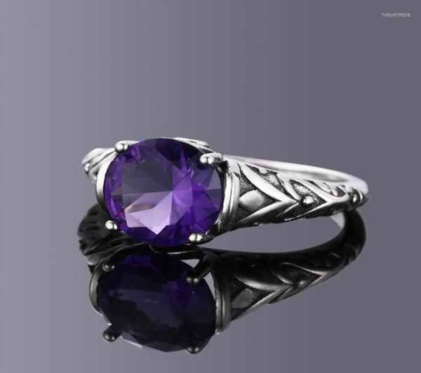 Anéis de casamento Silver Zircon Amethyst for Women Women Design Vintage Jóias de Jóias