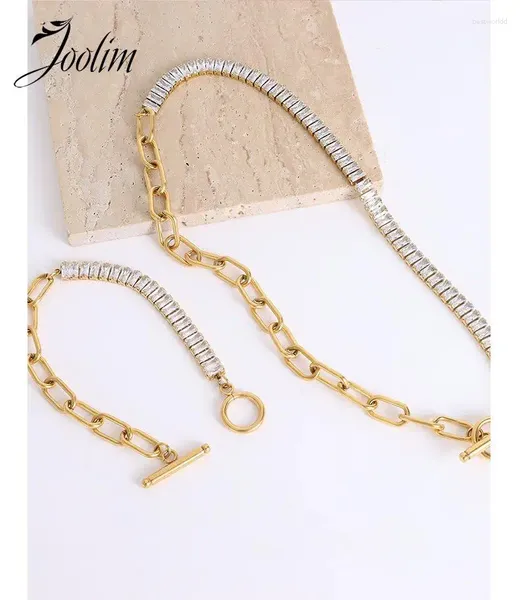 Связанные браслеты Joolim Jewelry Оптовые тарелки без водонепроницаемой кристаллической прокладки браслет из нержавеющей стали 2024