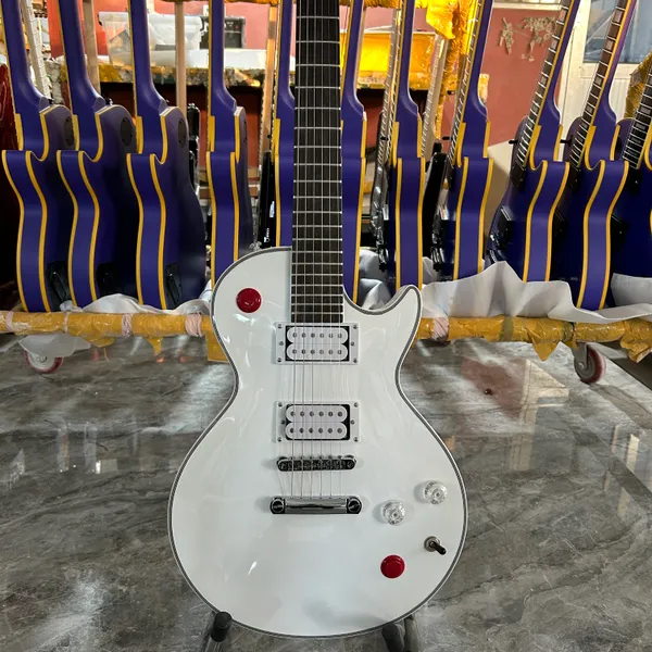 Buckethead Electric Guitar Colore bianco Mogania Body Rosewood Tretboard 24 tasti di nave gratuita Rihgt