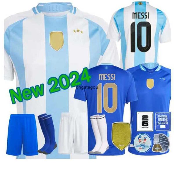 Argentina 3 estrelas camisas de futebol comemorativo jogador de fãs versão messis dybala di maria martinez de paul maradona kit kit homens 2024 Copa America Cup Camisetas