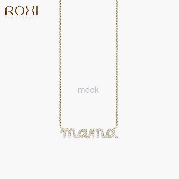 Collane a ciondolo roxi s925 argento sterling 18k oro color mama lettera cz collana a ciondolo per la festa della mamma gioielli delicati per donne mom collar 240419