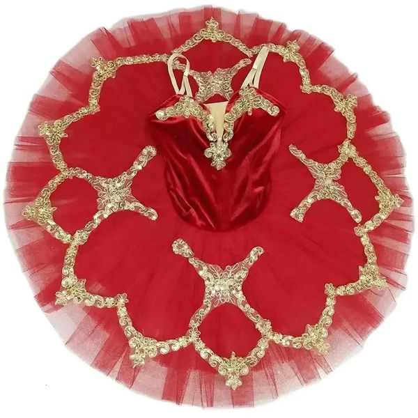 Red Ballet Tutu Skirt Professional Belly Dance Costumes Clothing Clothing Velvet Tops 240411