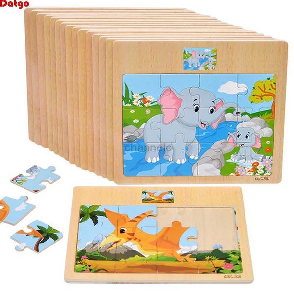 3D -Rätsel Heißverkauf 12/9 PCs Rätsel Holz Kinder Baby Holz Cartoon Fahrzeug Tiere lernen pädagogische Spielzeug für Kinder Geschenk 240419