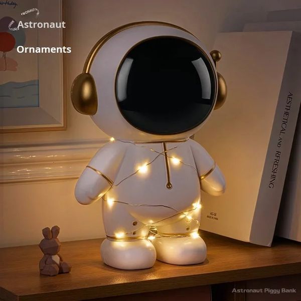 Money Box Astronauta per bambini Regalo creativo fai da te Light String Night Light Cartoon Piggy Bank Money Safe Money Saving Box Gift 240415