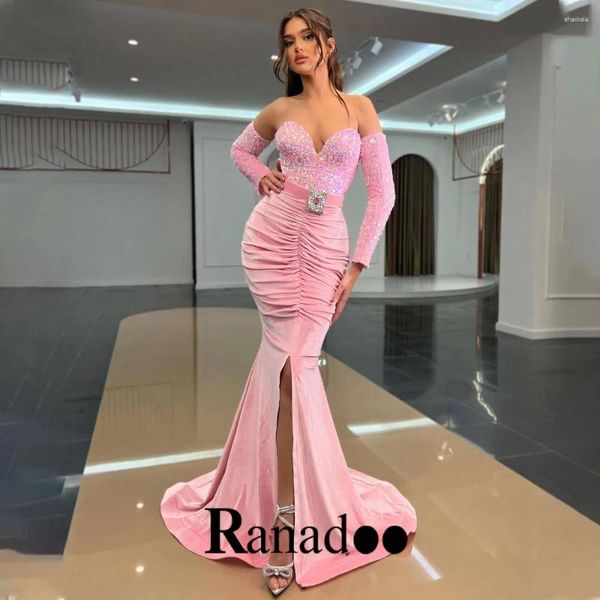 Вечеринка платья Ranadoo Shinny Sweetheart Evening Relt Rolt Spectable Rideves Chapel Train vestidos largos de gala noche Custom Made