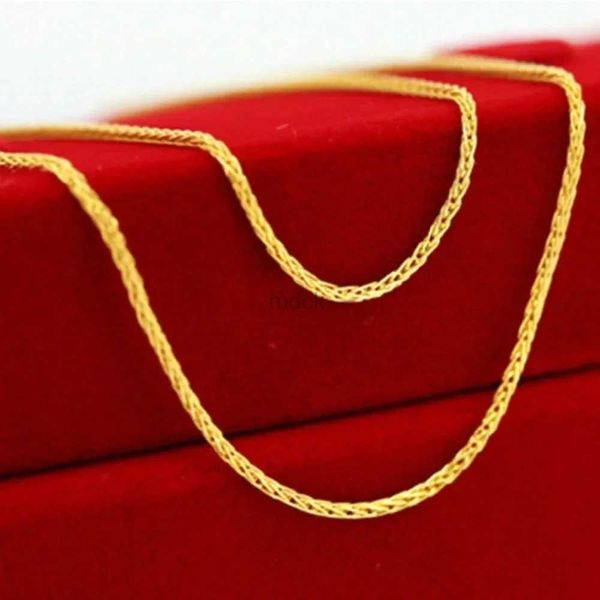 Подвесные ожерелья настоящая золотая золотая цепь для женщин, чтобы привлечь богатство AU750 Золотое ожерелье Элегантное цепь водных волн клавиля 45 см 50 см 5-30G 240419