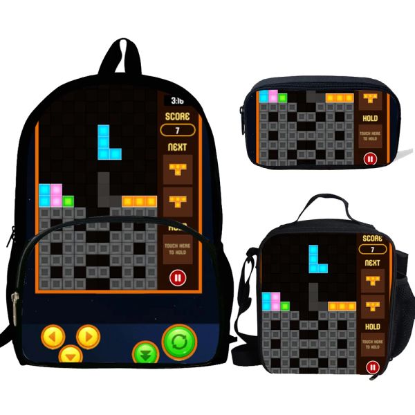 Çantalar tetris modülü baskı sırt çantası çocuklar satchel casual kitap çantası okul çanta çocuklar için set erkek kızlar backpack mochila escola