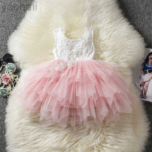 Abiti per ragazze ragazze abiti estivi rosa Summer Evening Party Princess Velvet Tutu Gown Baby New Year vestiti per bambini abiti da ragazza di Natale 2-6y D240423