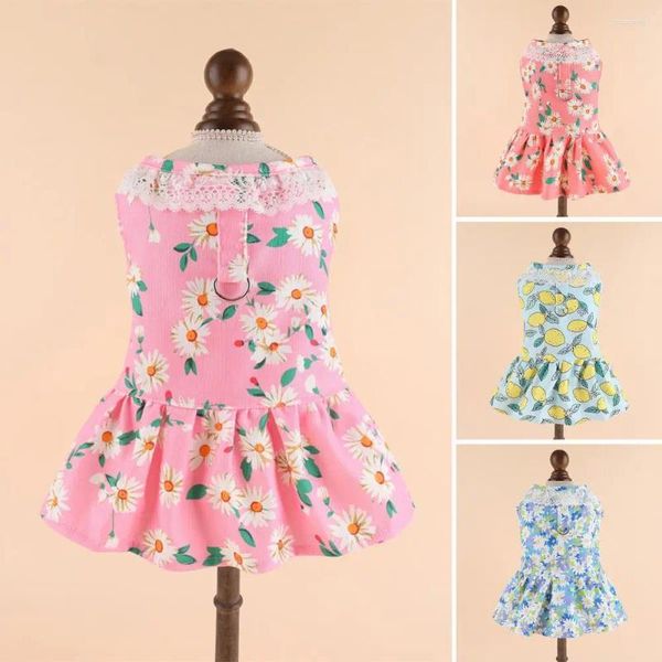 Hundekleidung süßes Kleid für weibliche Sommer Haustier Katze Welpe Blumenprinzessin Rock Brustgurt Blumendekoration kleine Hunde