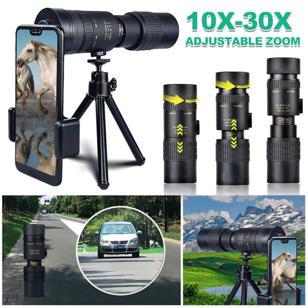 Телескопы 10x30x телеобъектив Zoom Lens Lens Monocular Telecope Внешнее телефона объектив линзы