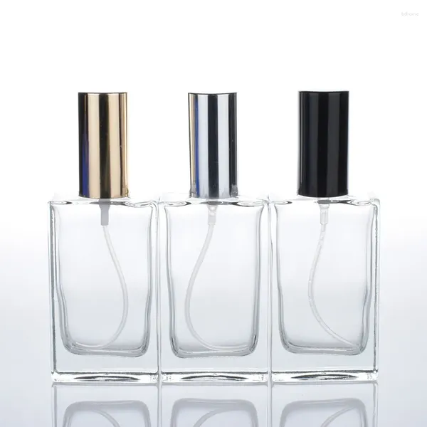 Bottiglie di stoccaggio 50 ml quadrato di vetro trasparente profumo spray svuoto svuoto di bellezza di bellezza trucco portatile 20pcs/lotto