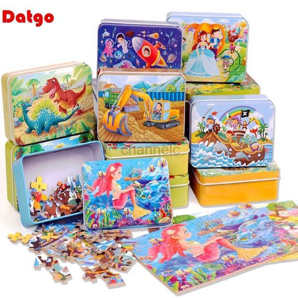 3d quebra -cabeças novas 60 peças Puzzles de madeira infantil desenho animado Animal Wood Jigsaw Early Educational Learning Toys for Children 240419