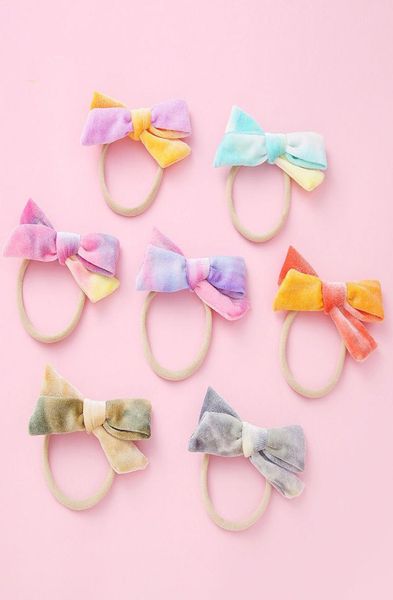 Baby Bows Bandada da cabeça Tirador Dye Bowknot Velvet Girls Autumn Winter Hair Acessórios infantis Bandos de cabelo de festa infantis Bandas de cabelo M28642673176