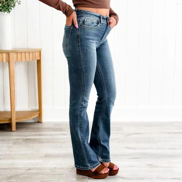 Женские джинсы American Vintage Flare Женщины весна лето с высокой талией Slim Fit Strate Bootcut Borns Micro-Pull Джинсовые брюки