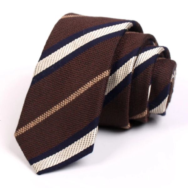 Moda formal pescoço gravata para homens trajes de trabalho workcartie design masculino 6cm Slim laços masculino Brwon listrado com caixa de presente 240415