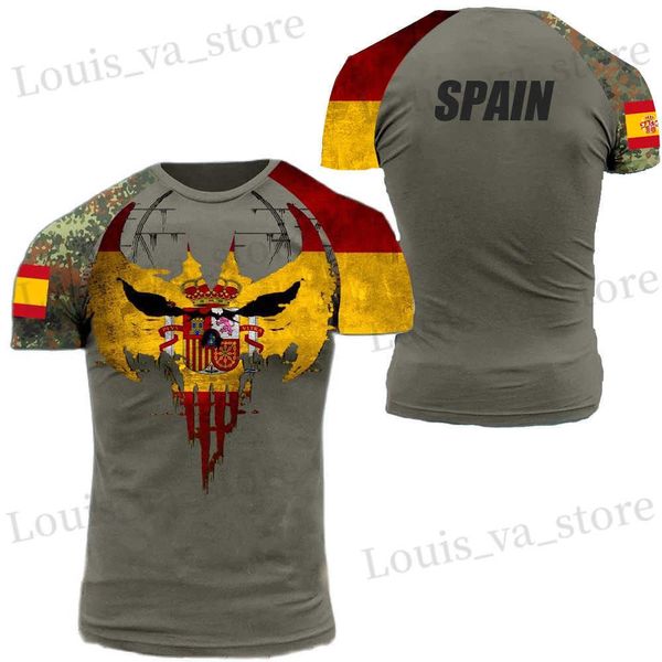 Herren T-Shirts Mode neue spanische Armee Herren T-Shirt Veteran Soldier Flagge Sommer Kurzer Slve Übergroße Hals Pullover Tops Kleidung T240419