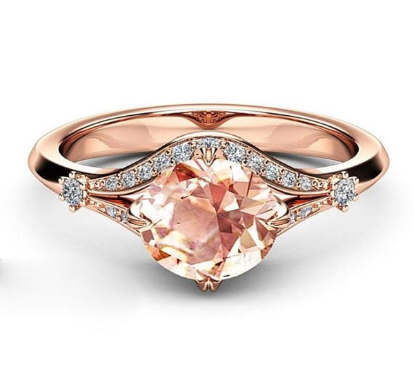 Eheringe Silber Farbe Ring Roségold Tiefe Kuss Blumen Kristall Verlobungsschwanz für Geschenk Frauen CZ Party Schmuck 3981187