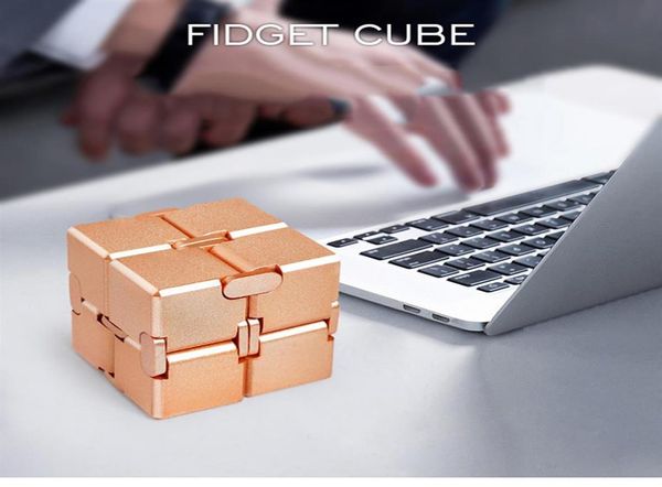 Epacket antistress Infinite Cube Toys Toys Алюминиевый сплав Бесконечный куб Офис Офис Флип -кубик сзаби