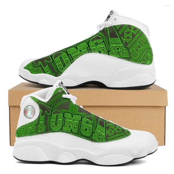 Casual Schuhe Drop Tonga Polynesischer Samoa Stammesstil Green Running Custom Ball Sports Team Herren Basketball