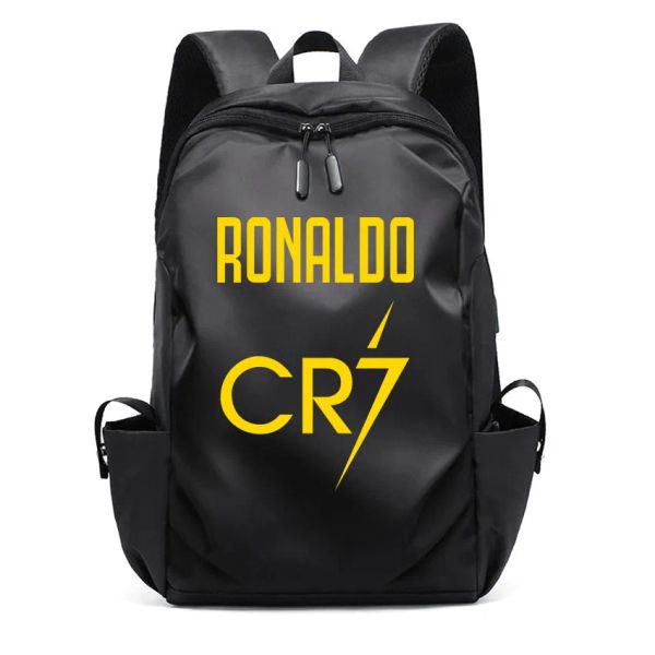 Bags laptop masculino à prova d'água Backpack Backpack School Boy Girl Bags Super Football Star CR7 Padrão Impresso Rucksack
