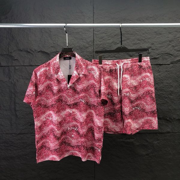 camicia estiva designer camicia camicia set chimica lussuosa moda full body stampa rossa bottoni camicia di design della camicia hawaii camicia a due pezzi set m-3xl yyg