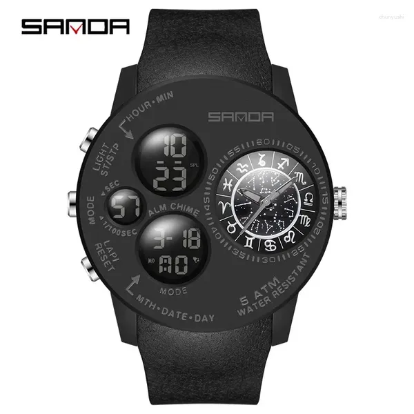 Armbanduhr Sanda 6036 Electronic Watch Creative Digital Display mit Silikongurt für männliche Uhren Geschenk