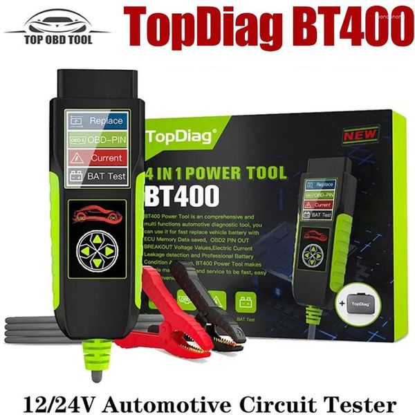 TOPDIAG BT400 CAR Battery Tester Automotive OBD-Scan 12V/24 V 20-2000 CCA Analysator Lastprüfung Auto-Cranking-Ladewerkzeug