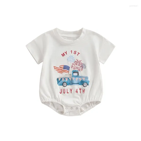 Kleidungssets Viertes Juli Baby Jungen Mädchen Outfit geboren 4. Kurzarm Strampler Hemd Amerikanische Flagge Kleidung