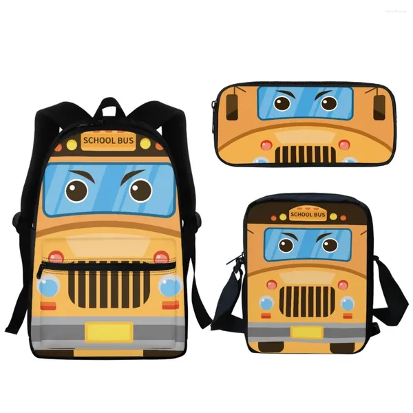 Bolsas escolares Padrão de ônibus de desenho animado Pocket Backpack Backpack Viagem casual pequeno Satchel Student Feminino Bag de Estudo de Bolsa de Estudo