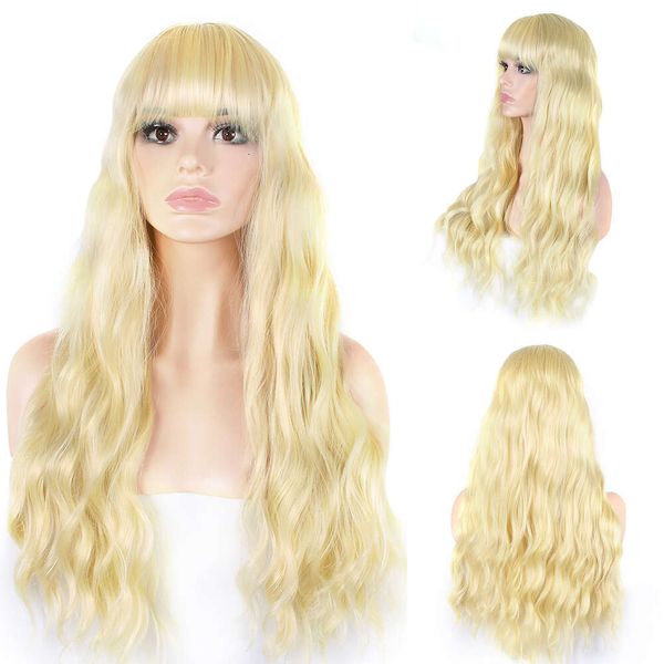 Человеческие вьющиеся парики красочный Wig Wig Hemical Hemical Fiber Gradient Color