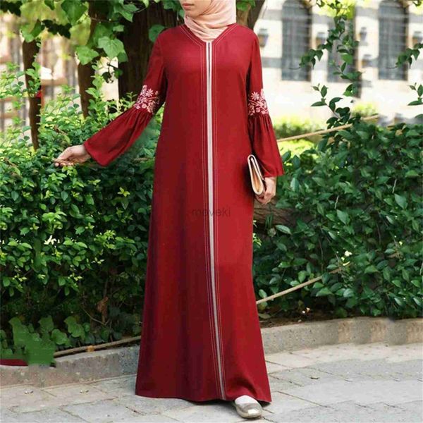 Abbigliamento etnico Maxi Abaya Abiti vintage Abito islamico Stampato floreale Floral Solid Donne musulmane Cabero musulmani musulmani 2024 Nuovo arrivo D240419