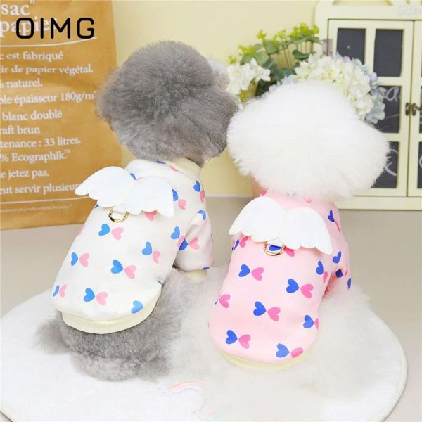 Abbigliamento per cani oimg con cappuccio cucciolo carino con ali love cuori stampare cagnolini vestiti per cani inverno animali da abbigliamento per outwear medi