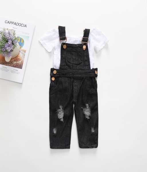 Kleinkindkinder Baby Mädchen von Schulterspitze Tops Jeans Labbhose Outfits Kleidung4150914