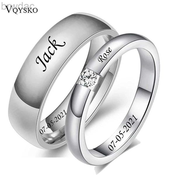 Solitaire Ring Casado de aço inoxidável personalizado anéis de casal para homens bandas de noivado CZ Puzzle Puzzle Solitaire Ring Jewelry Gift D240419