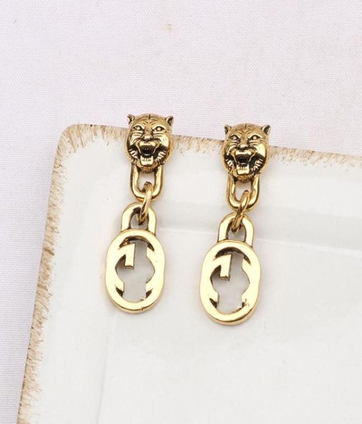 3style tigre cabeça 18k ouro banhado de luxo designers cartas de clipe de clipe de clipe geométrico girls meninas de cristal strô pérola ea1857430