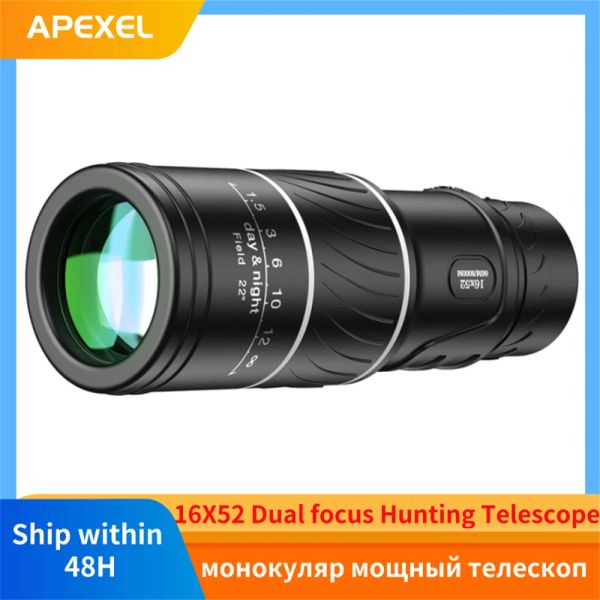 Телескопы Apexel Мощный монокулярный телескоп 16x52 Большой диапазон HD Spetting Scope Super Zoom Monocular Optical View для кемпинга рыбалки