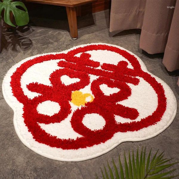 Teppiche 3D Hochzeit Dekoration Teppich Eingangstür Boden Matte Rot dekorieren Fußmatten Nicht-Schlupfteppiche Wohnzimmer Dekor große Teppich