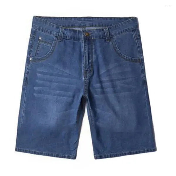 Shorts maschile morbido denim estate con tasche di design per gambe dritte con cerniera abbottonatura corta per streetwear