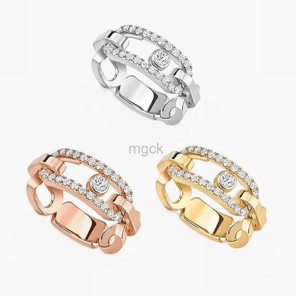 Anéis de casamento S925 Anéis de prata esterlina movendo diamante Jóias de festas de férias de alta qualidade Jóias francesas Jóias de luxo Move Link Series 240419