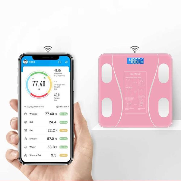 1EOD Escalas de peso corporal Bluetooth Escala de gordura corporal Bluetooth Escala de pesagem digital de pesagem com tela LCD Pesação eletrônica de composição BMI Ferramentas de analisador 240419