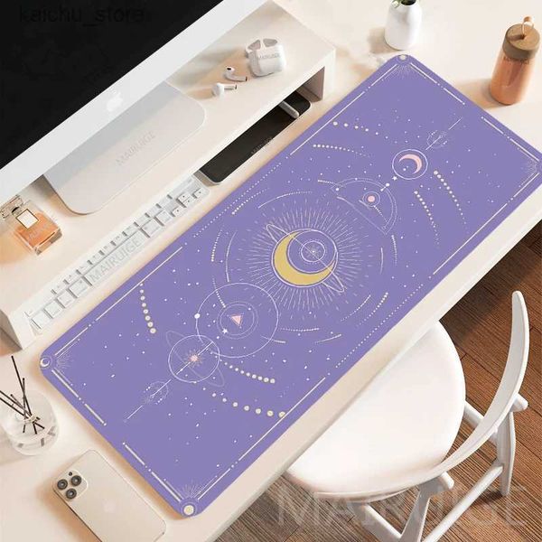 Cuscinetti per mouse polso riposati grandi kawaii da gioco viola pad mouse fase moon fase magic tappetini mouse xxl tappetino da scrivania 900x400 mm Accessori per laptop non slip non slip y240419