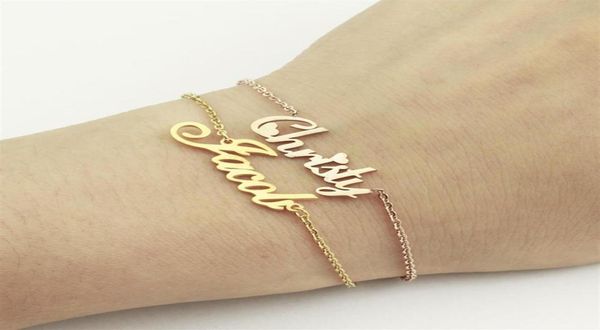 Nome personalizzato personalizzato Bracciale Charms fatte a mano per bambini gioielli incisioni incisa Maglie d'amore per la scritta per la scrittura personalizzata 286683098