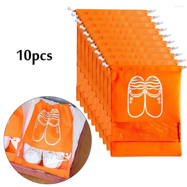 Depolama Çantaları 10 Paket Ayakkabı Torbası Seyahat Organizatör Torbası Taşınabilir Tote Drawstring Boots Sport için Kapak