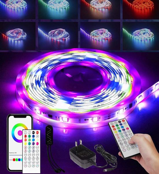 Rüya Renk Led Şeridi Uzaktan 5m 10m Dahili IC IC RGB 5050 LED Esnek Işık Smrart Bluetooth Uygulama Kontrolü Kontrolü 7096337