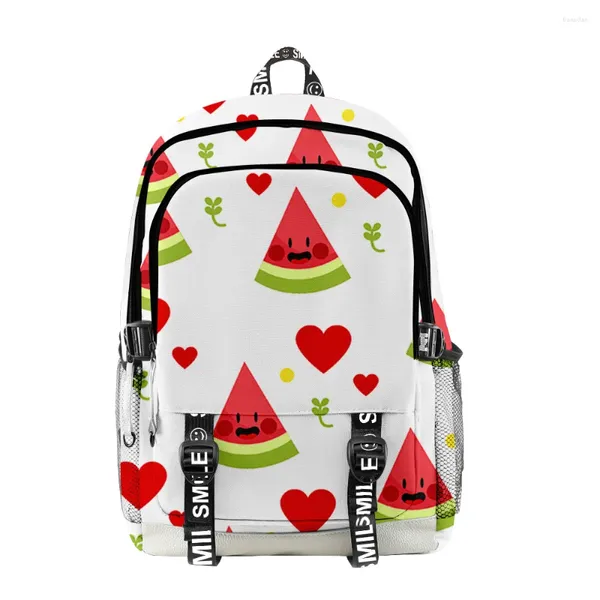 Sırt çantası harajuku komik meyve öğrenci okul çantaları unisex 3D baskı oxford su geçirmez defter çok işlevli seyahat sırt çantaları