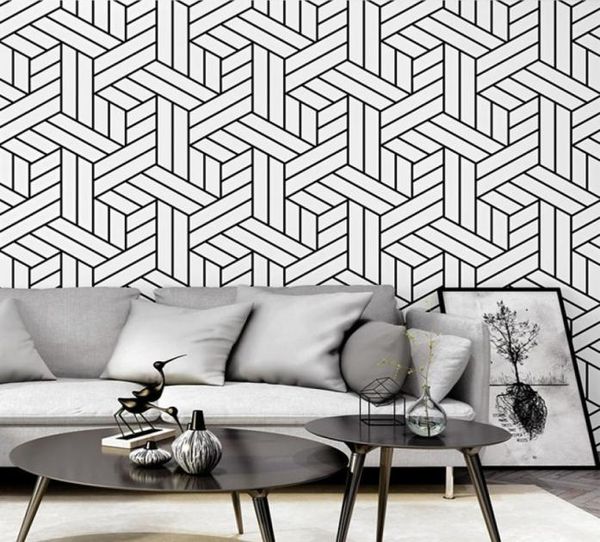 Нордические черно -белые полосы настенные бумаги домашний декор минималистические геометрические обои для гостиной спальни5136409